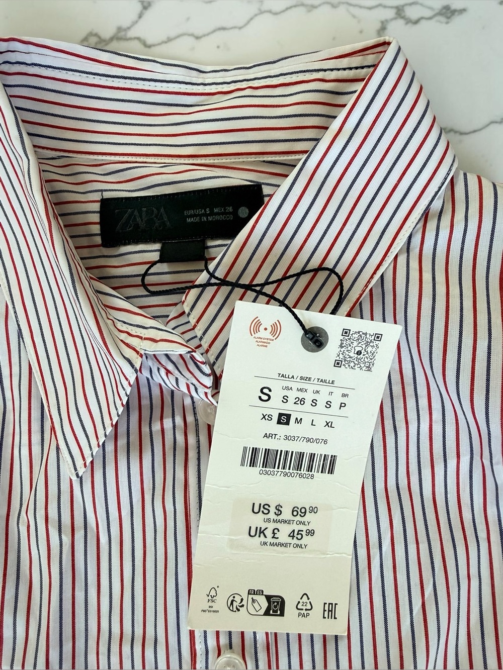 Zara women’s striped button-up shirt. NWT size S